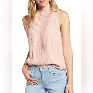 Chelsea28 Mauve Ruffle and Lace Sleeveless Blouse | S